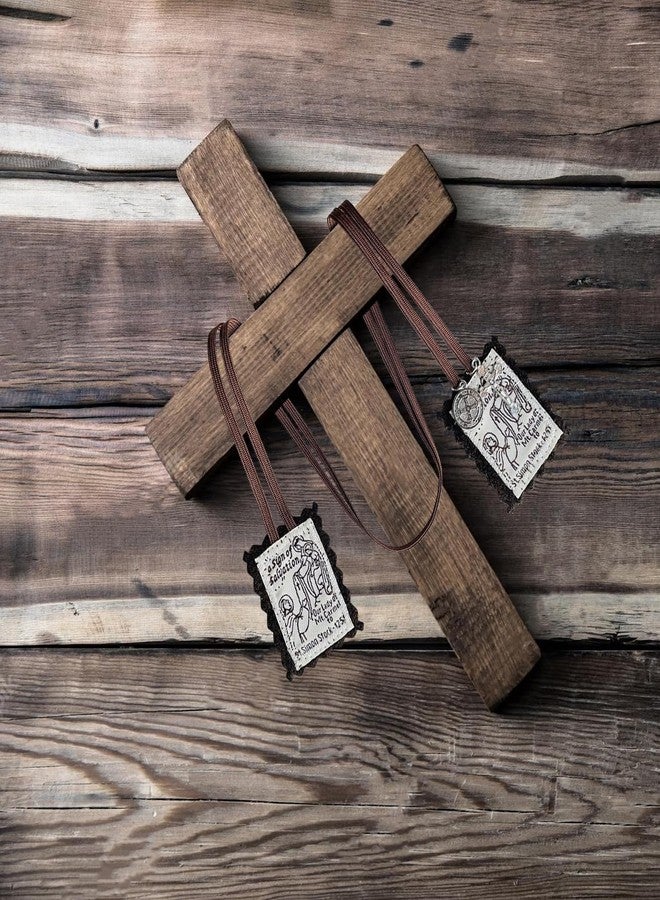 TALPGOD Brown Scapular, 3 Pack Bulk Scapulars Catholic Of Our Lady Of Mount Carmel, Escapularios Catolicos Religious Necklaces Gift With St Benedict Medal Crucifix Home Blessing Door Hanger,Catholic Decor - Image 5